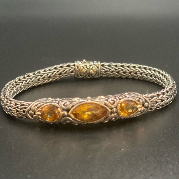 John Hardy 925 Silver Classic Chain Bracelet Citrine 18k Gold